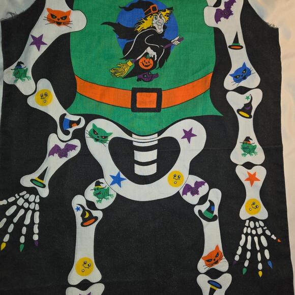Vintage Skeleton Witch Pullover Halloween Costume Apron Mask Sheet 31" L 18" W - Picture 7 of 16
